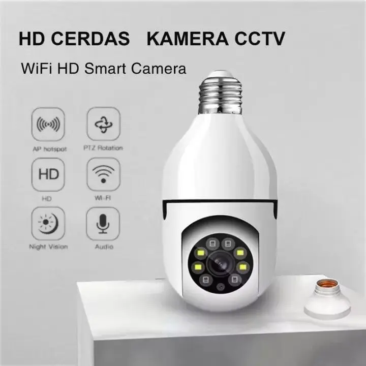 Kamera CCTV V380 Pro WiFi 360 Degree PTZ View Motion Detection IP - Ponsel, Wireless Led Lens Smart Putih Camera Pc
