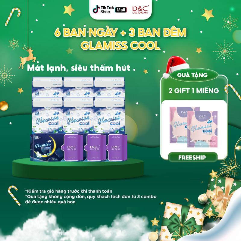   BAO BÌ MỚI  9 gói Băng vệ sinh Glamiss Cool  6 ban ngày và 3 gói ban đêm  mát lạnh - D&C Doctor Care 