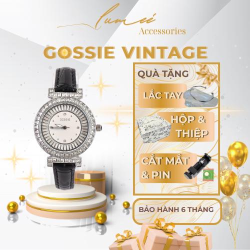 Đồng hồ nữ GOSSIE VINTAGE MẶT ĐÁ dây da thanh lịch cao cấp