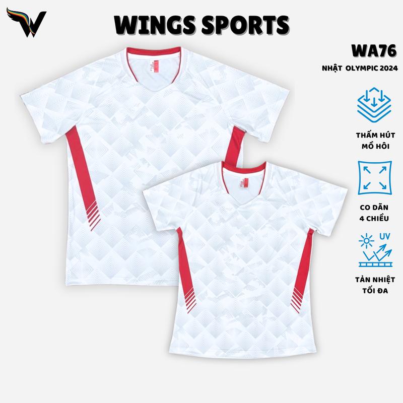  Áo cầu lông tuyển Nhật WA76 màu trắng dành cho tập luyện và thi đấu Nam Top 