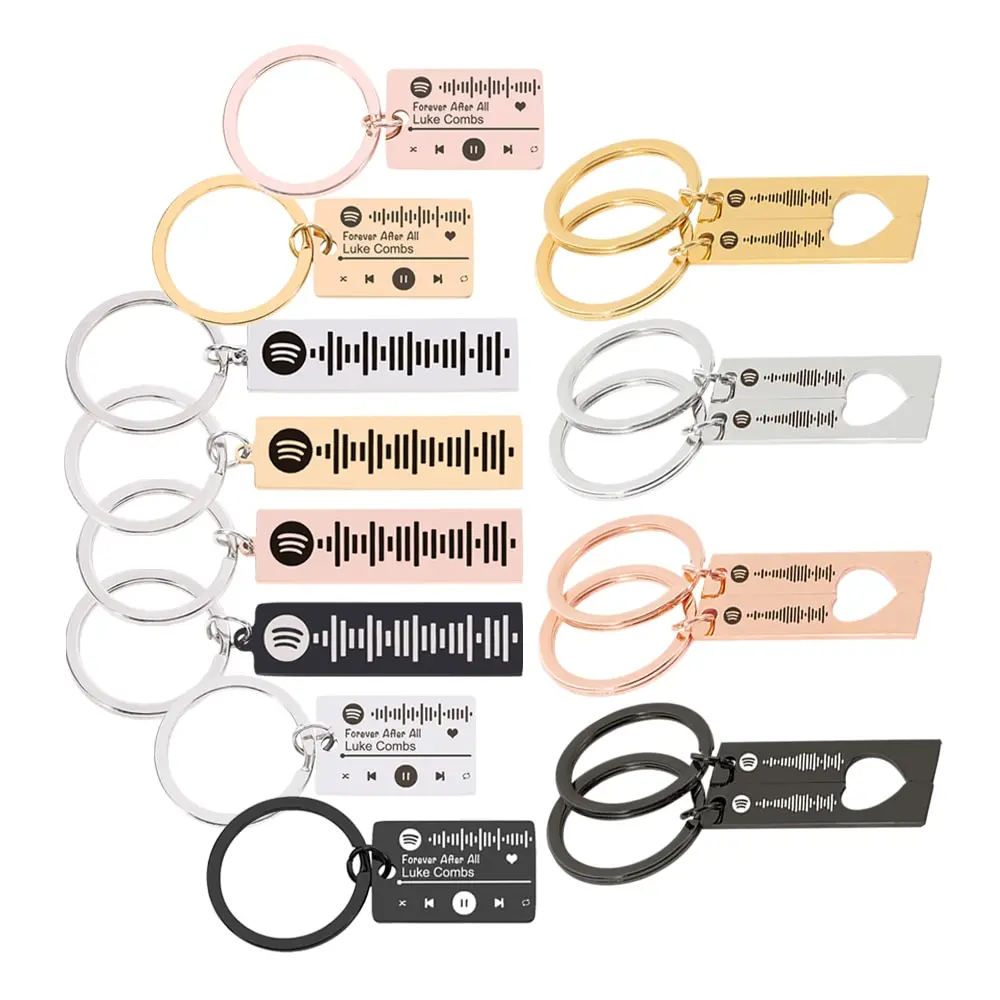 Custom Spotify Scan Code Keychain Women Men Personalized Laser Engraved Music Song Code Couple Keyring Christmas Jewelry Gifts