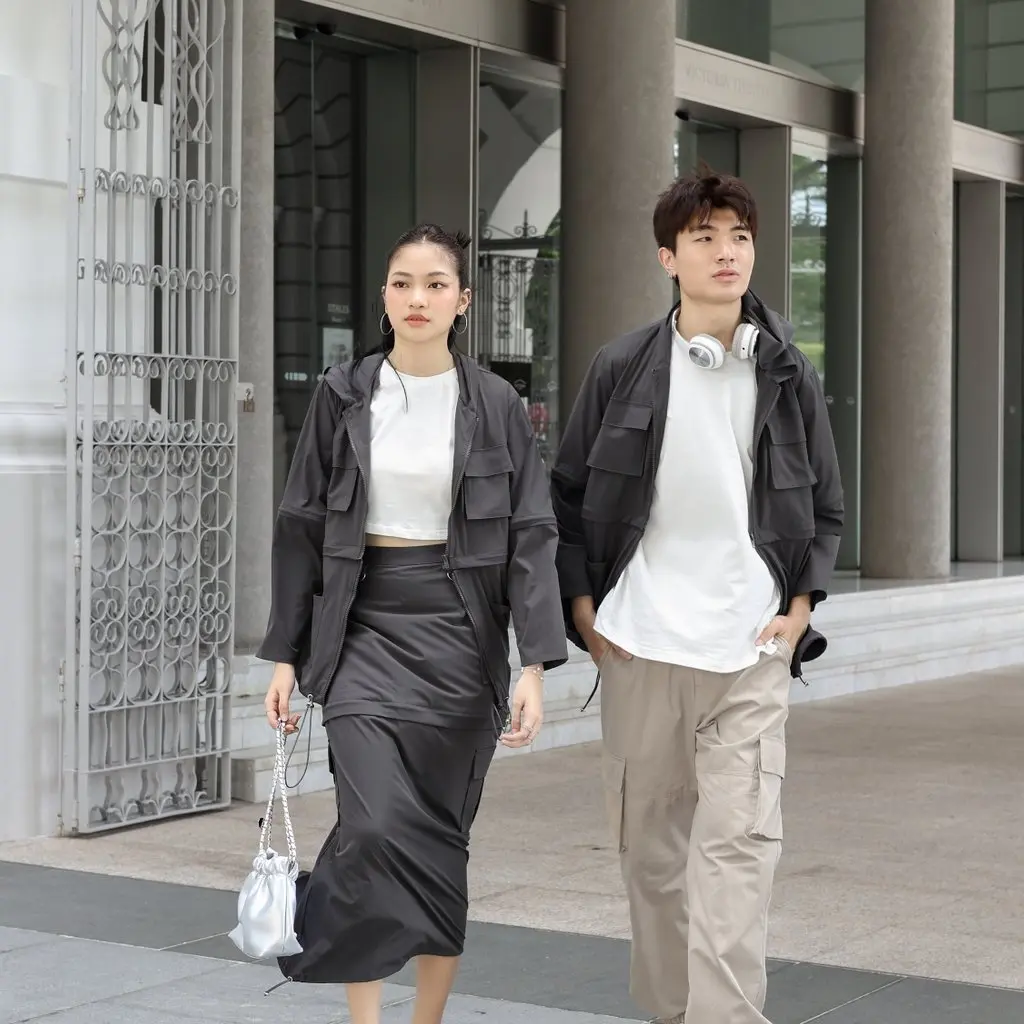 *TPZ* MODULAR CARGO CONVERTIBLE MAXI SKORTS IN GUNMETAL OAK