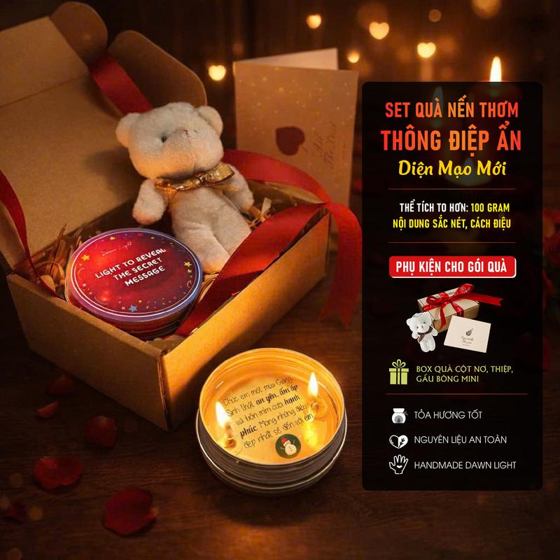   Chỉ bán mẫu có sẵn  Nến Thơm Chữ Thông Điệp Bí Mật Mini Handmade Không Khói quà tặng cho nam nữ vào các dịp Sinh Nhật Giáng Sinh Valentine Phụ Nữ Việt Nam Tết các dịp đặc biệt tri ân thầy cô bạn bè Dawn Light nenthom 