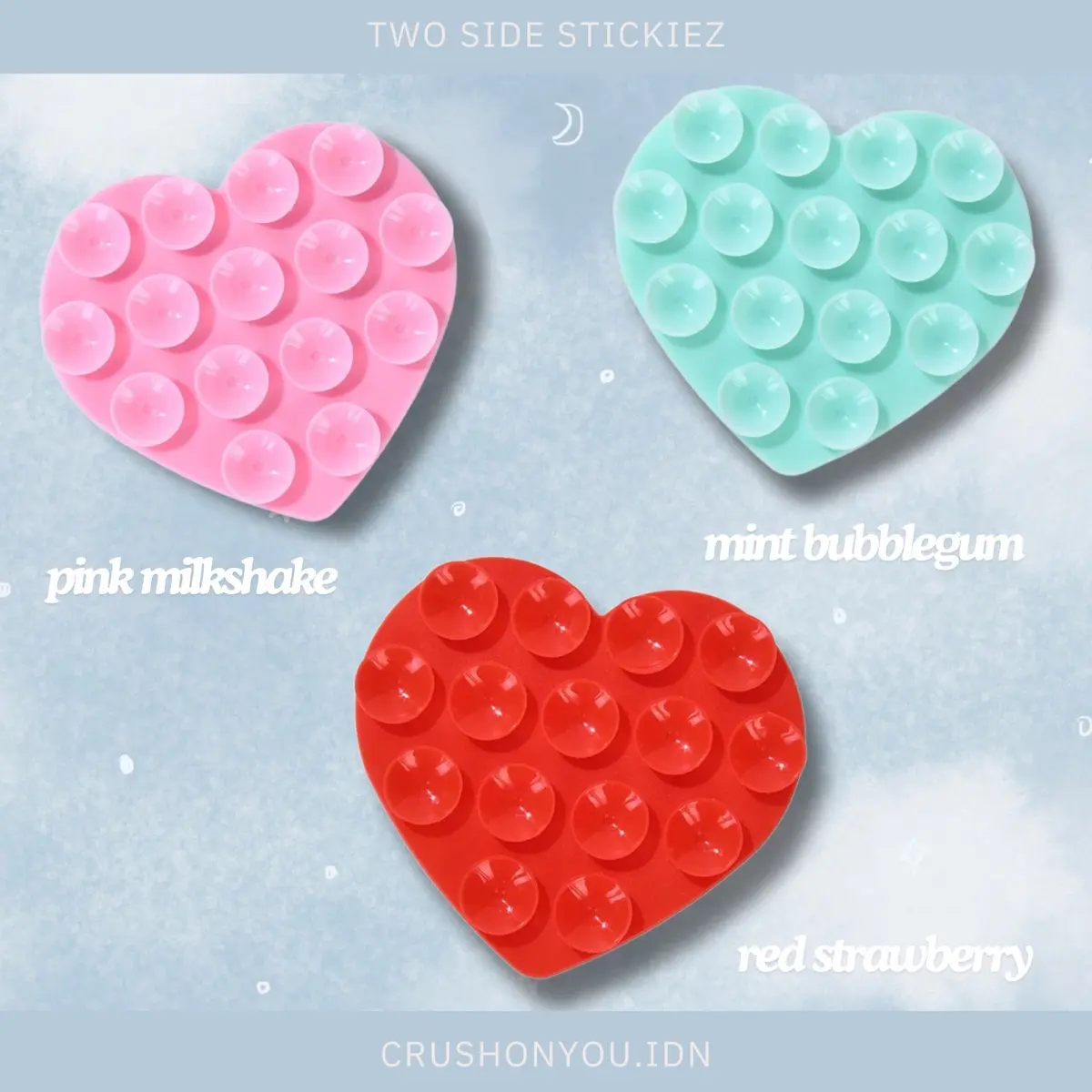Two Side Love Stickiez Phone Stick Holder | CRUSHONYOU | Gurita Handphone Tempel Tanpa Lem Stickiez Karet Holder Tripod