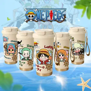 Tumbler One Piece Chibi Edition Exclusive 500ml Stainless Steel 316 Simple & Stylish Portable Coffee Cup dengan Sedotan Botol Minum Botol Portable Tumbler Aesthetic