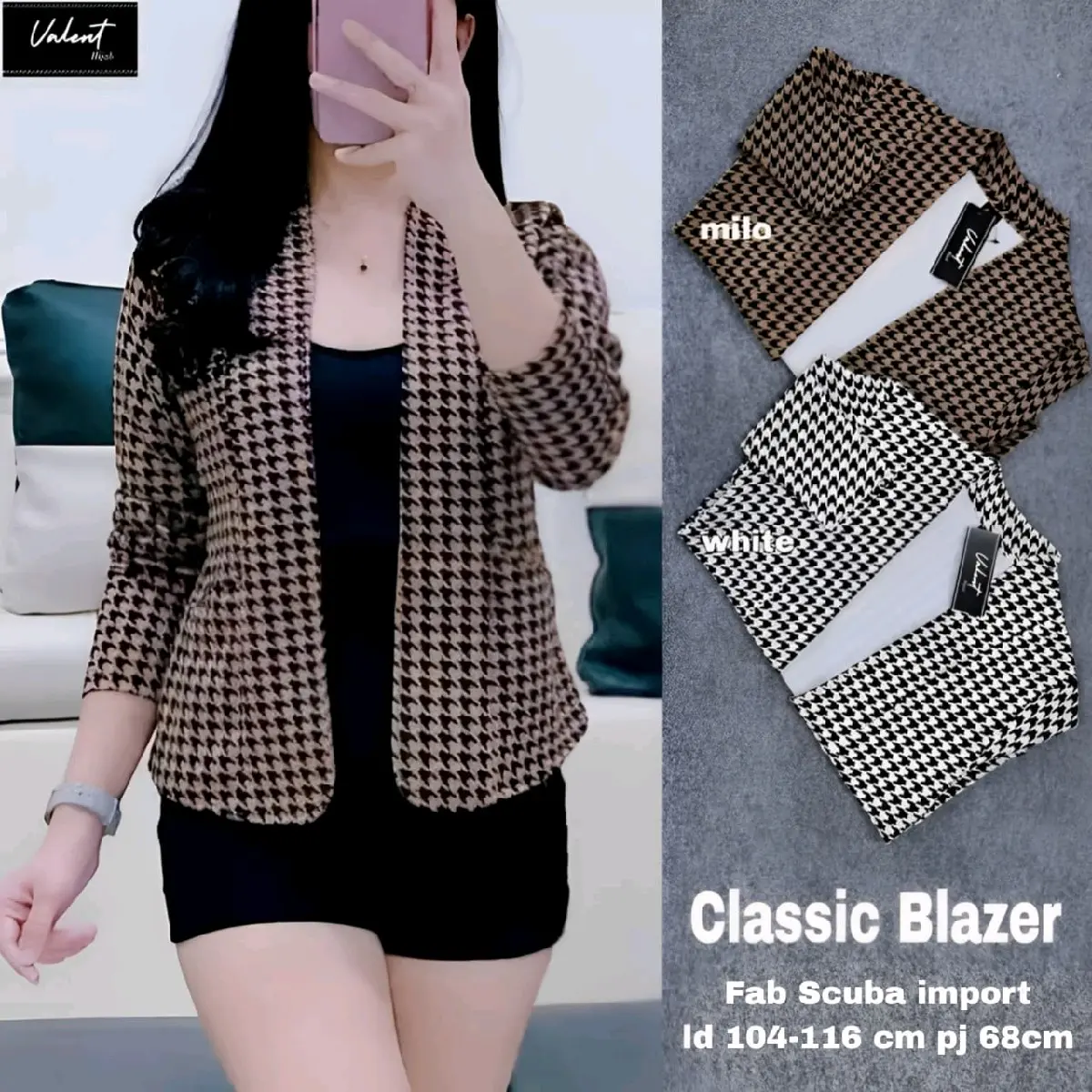 clasic blazer best seller bahan scuba import ld 104-116 panjang 68 merk valent
