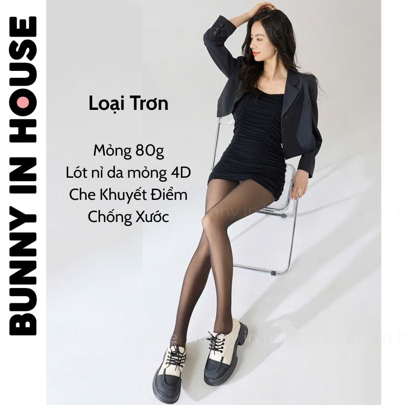 Quần tất 1 lớp lót nỉ chống rách BUNNY IN HOUSE T05 Màu Đen Nâu Tây 45-62kg M5-M7 Mặc>10*C che khuyết điểm tốt không Lộ Viền Đùi Chống Xước - Hiệu ứng 4D thật chân