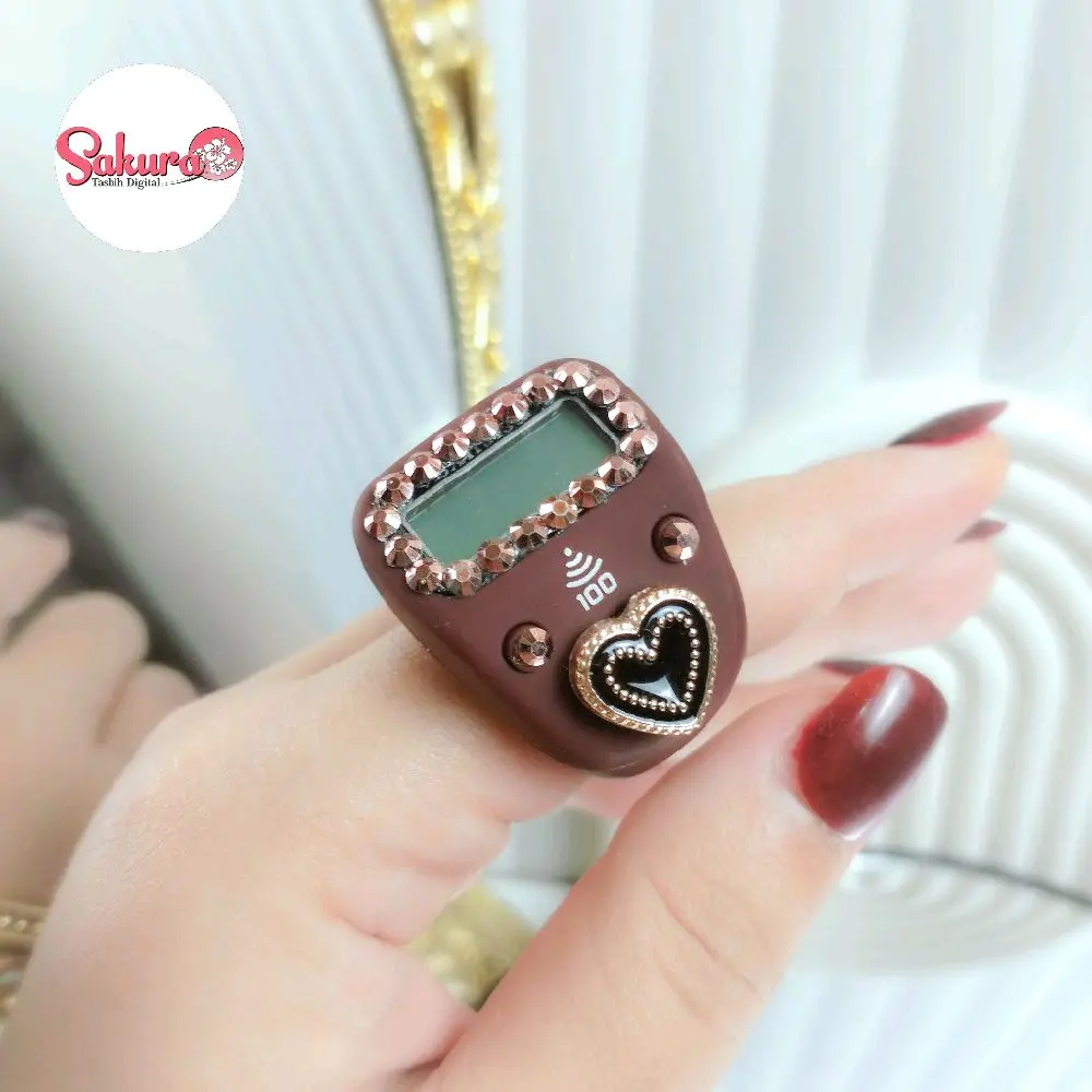 [SAKURA] - Azura Tasbih Digital LED Alarm Bunyi Beep Cantik Muslim dengan Desain Hati Elegan untuk ibadah