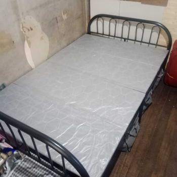 Product Review of Portable Folding Bed 90/100/120CM 4 Fold Style Foldable Bed Double/Single Metal Bed Frame With Sponge Household Dormitory Simple Small Bed headboard foam bed cloud single  bed  frame from M**y j**e R**o 1