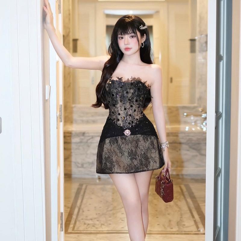 Váy cúp thiết kế kim sa nổi dáng A sang chảnh