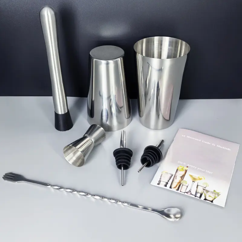 Bộ Bình Lắc Cocktail, 7 Món, Bình Lắc Boston Bar Bartender Kit, Bình Lắc 750 / 600ml, Có Công Thức 1