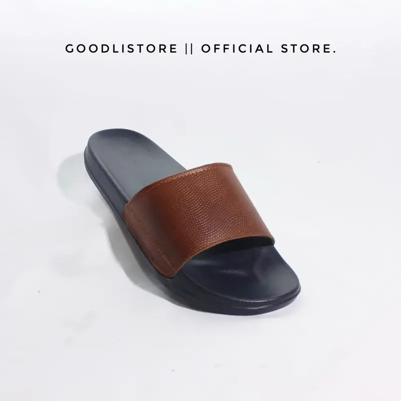 Sandal Pria Kulit Sapi Slop Casual Termurah - Sendal, Warna Pull Up Tua, Ukuran 39-44 1