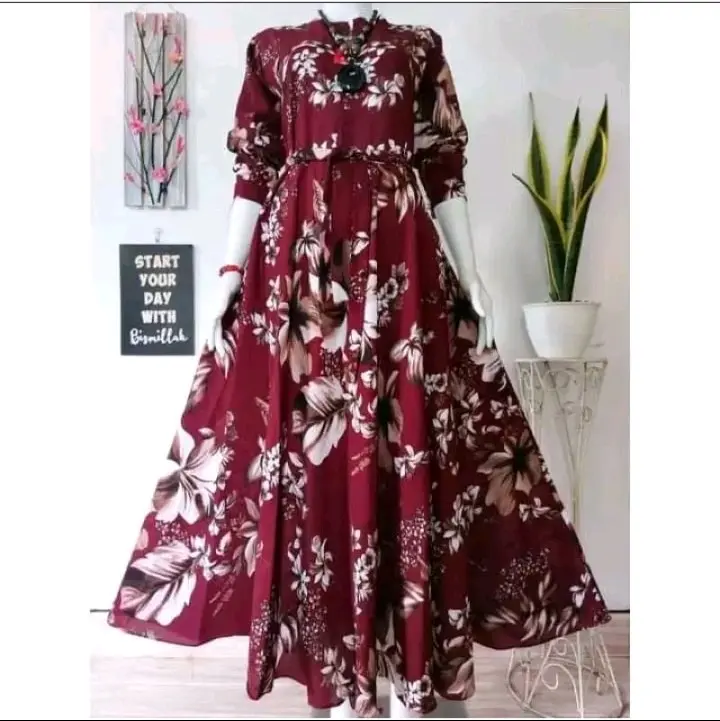 Busana muslim cantik Gamis katun busui Motif bunga sepatu_Gamis Wanita Ternyaman Dewasa