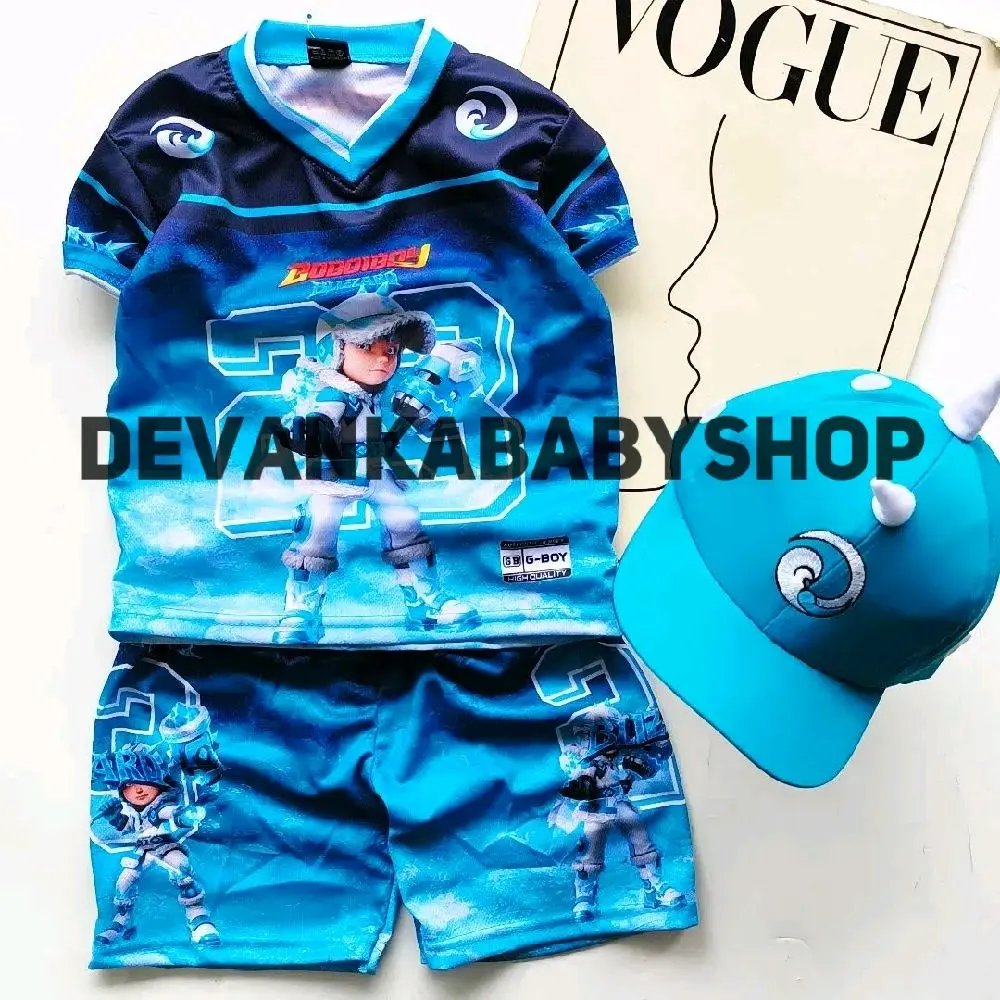 SETELAN JERSEY PREMIUM BOBOIBOY BLI ZZART ANAK LAKI LAKI BAHAN ADEM BAGUS BISA PAKAI TOPI UNTUK UMUR 1-10 TAHUN