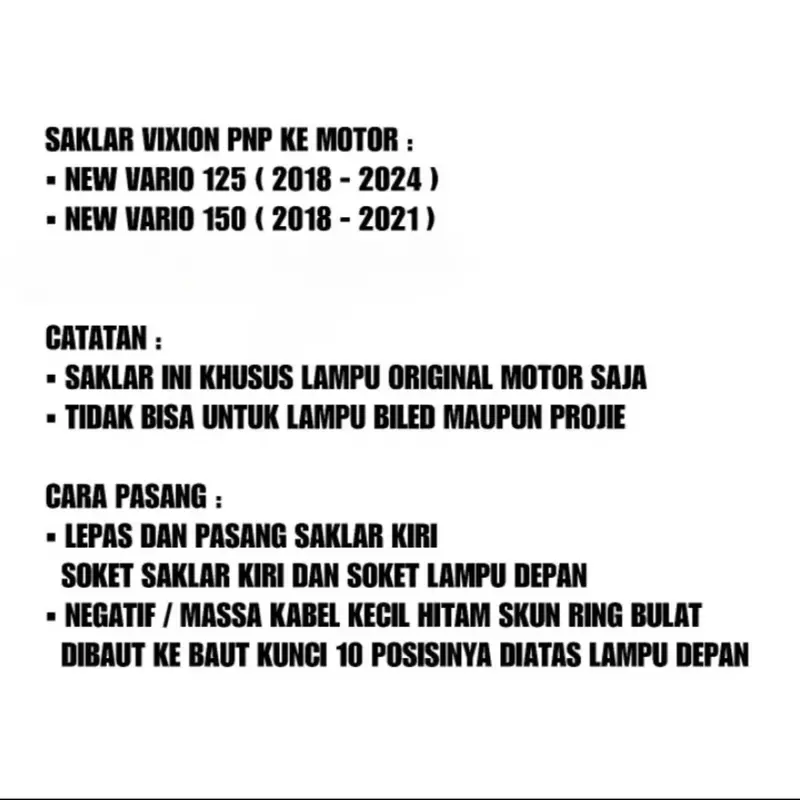 SAKLAR KIRI VIXION PNP VARIO 125 & 150 TAHUN 2018-2024 4