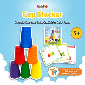 Mainan Susun Gelas [Isi 6 + Kartu] Stacking Cup Mainan Edukasi Menyusun Cangkir | FIDDLO Cup Stacker