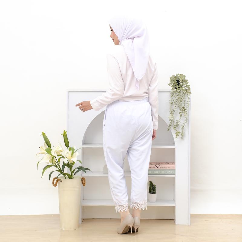 Celana panjang Ihram renda Polos Wanita Bahan Katun Perlengkapan Haji Dan Umroh Muslim 2