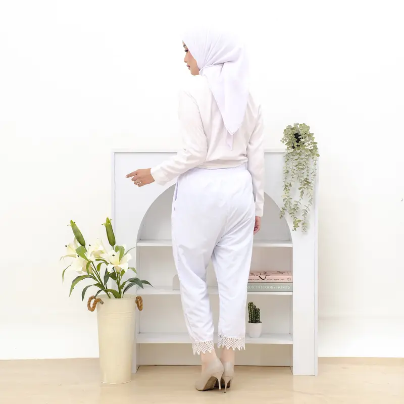 Celana panjang Ihram renda Polos Wanita Bahan Katun Perlengkapan Haji Dan Umroh Muslim 2