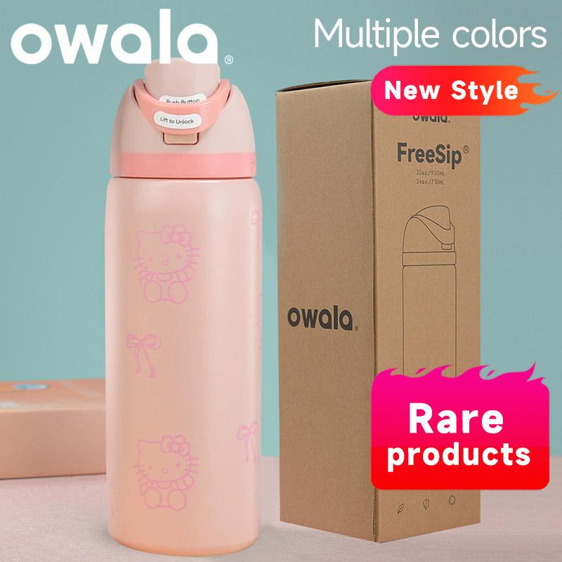 Pink kitty big bow Okala freesion insulated stainless steel sports water bottle with straw, water bottle drinkware stainless steel thermos cup hot and cold coffee insulated lid straw bottle portable cup sports water bottle Flasks Loop  Mug Tumbler Bottled 0