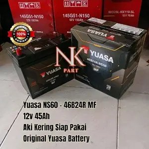 Aki Mobil Yuasa NS60 46B24R MF 45Ah Accu Kering Siap Pakai