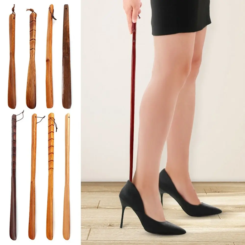 Professional Hanging Shoe Horn Easy Remover Easy on Off Shoehorn Lifter Extra Long Handle Wooden Seniors Put on Shoes Tools Pregnant Women Injured Persons