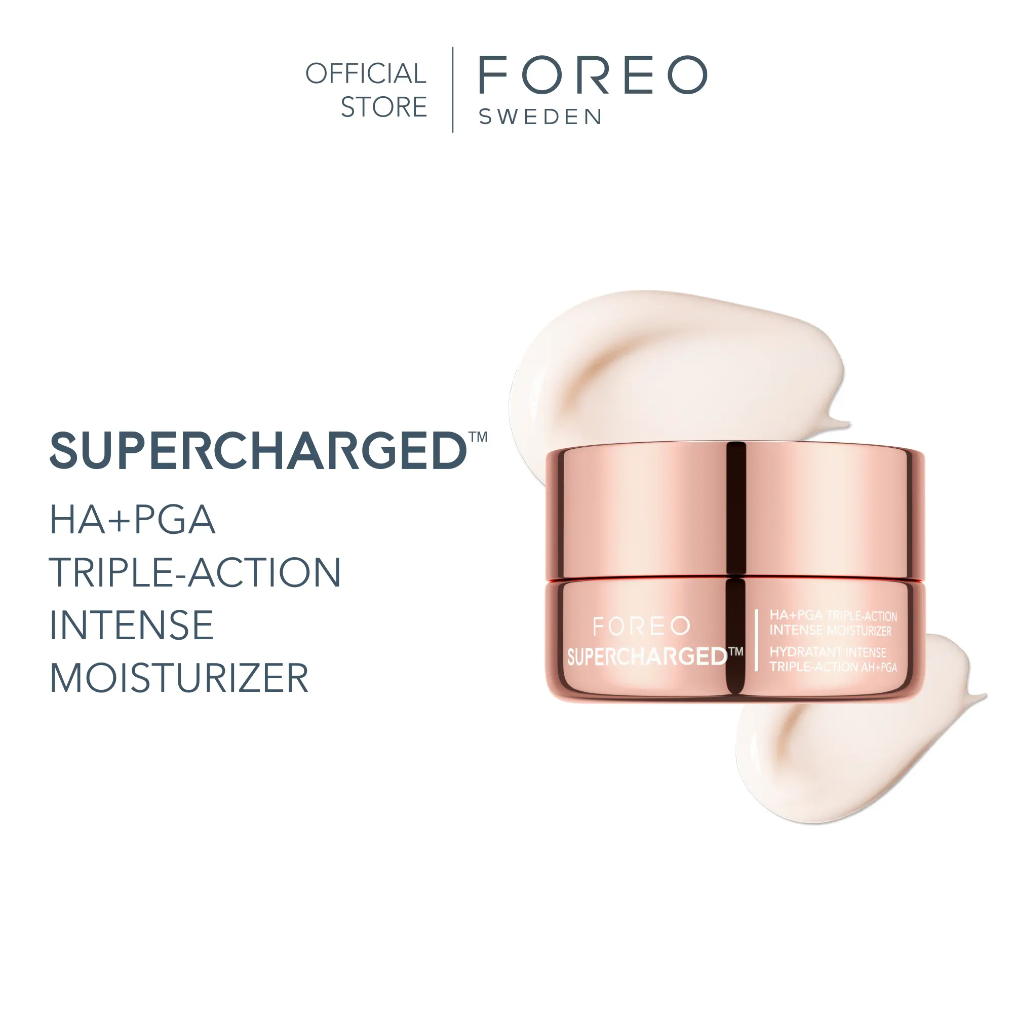 FOREO SUPERCHARGED HA+PGA (Triple Action Intense) Face Moisturizer -  Wrinkle Cream for Face - Hyaluronic Acid & Squalane