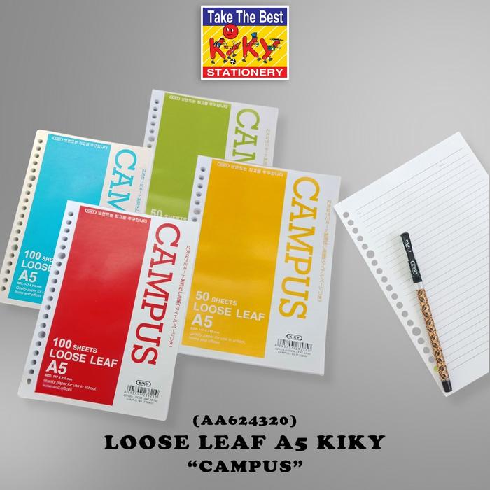 Gambar KIKY Loose Leaf / Kertas File Putih Bergaris Ukuran A5  Isi 100 Lembar dari Kiky Stationery Kota Administrasi Jakarta Barat Tokopedia