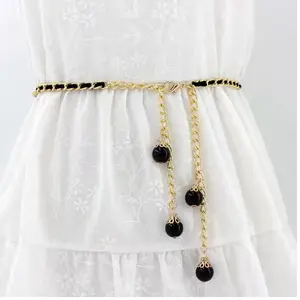 Ikat Pinggang Belt Rantai Slim Model Mutiara Imitasi Fashion Wanita 35gr / Belt Mutiara Rantai