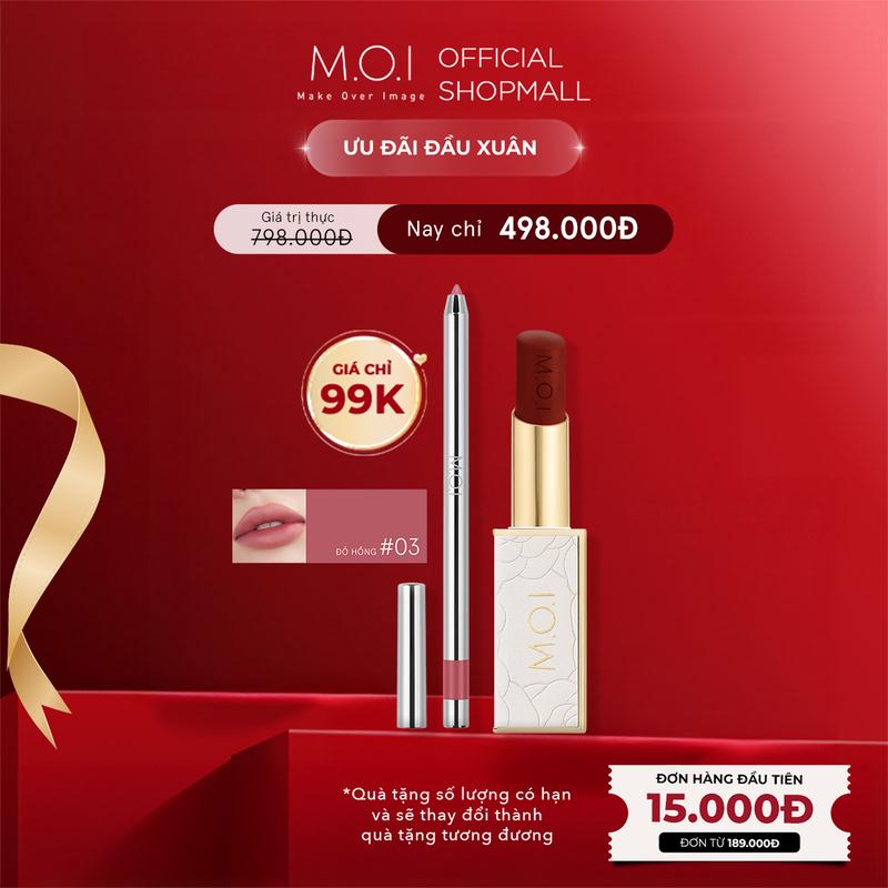  Bộ Đôi Son Thỏi Love M.O.I Holiday - Phiên Bản Lễ Hội 2.7g & Chì Kẻ Viền Môi Perfect Shape Lip Liner 0.4g 