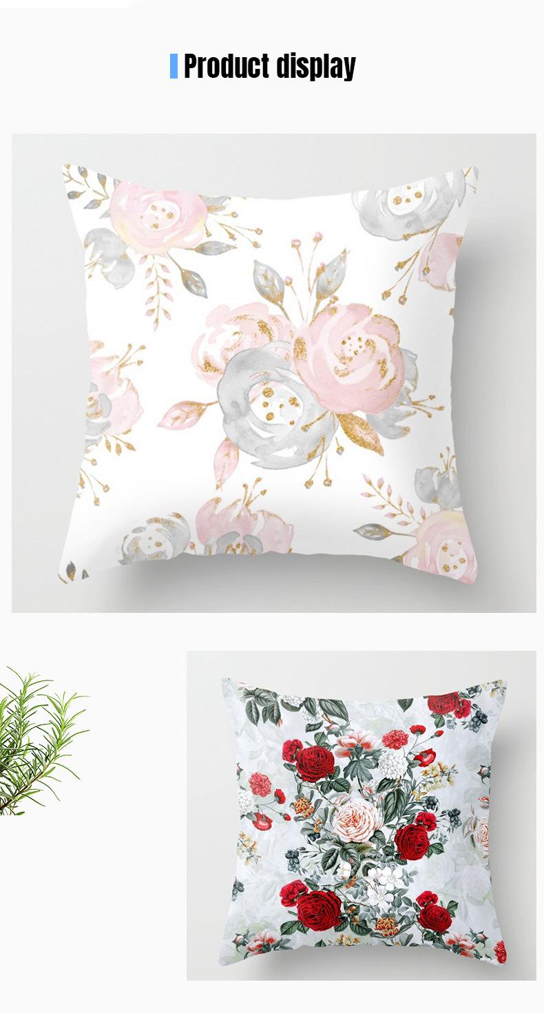 Product Introduction of Flower Design square Throw Pillow Case set Sofa Cushion Cover for Home 18x18 inch size zipper pillowcase 15