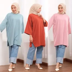 Kaos Busui Oversize Polos - Baju Ibu Menyusui Oversize Hijab Friendly