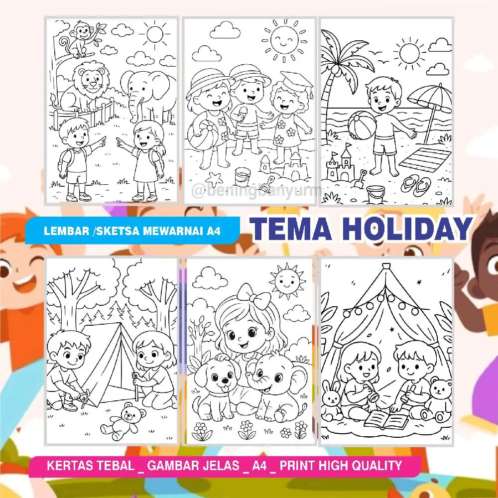 LEMBAR MEWARNAI TEMA HOLIDAY A4 ISI 15