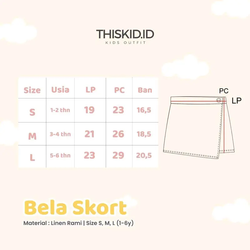 bella skort usia 3-4th / rok model celana anak 1