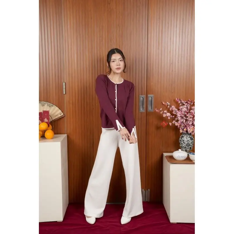 Kevia Cardigan Top Knitwear Baju  Atasan Outer Rajut wanita Sweater  Basic Crop lengan panjang Oversize 7