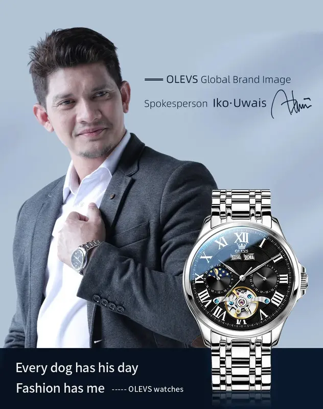OLEVS Water Ghost Jam Tangan Pria Automatic Mechanical Watch Waterproof Stainless Steel Men Watch 6