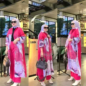 One set tunik aliya fanta printing terbaru by Calistha daily Atasan Celana