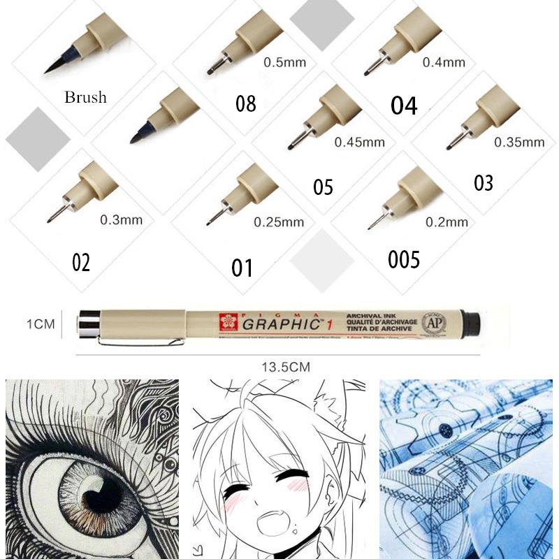 Product Introduction of Pen Penanda Seni, Kalis Air, untuk Melukis, Garisan Cangkuk Jarum, Pen Berus Lakaran, Pen Pelapis Akhir, Bekalan Alat Tulis 6