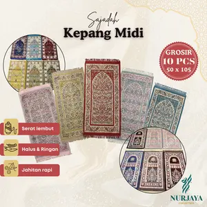 Grosir 10 Pcs Sajadah Kepang Midi 50x105cm Lembut Tebal Motif Turki Islami Souvenir Haji & Umroh Bahan Rajut Polyster Variasi Motif - Nurjaya Collection