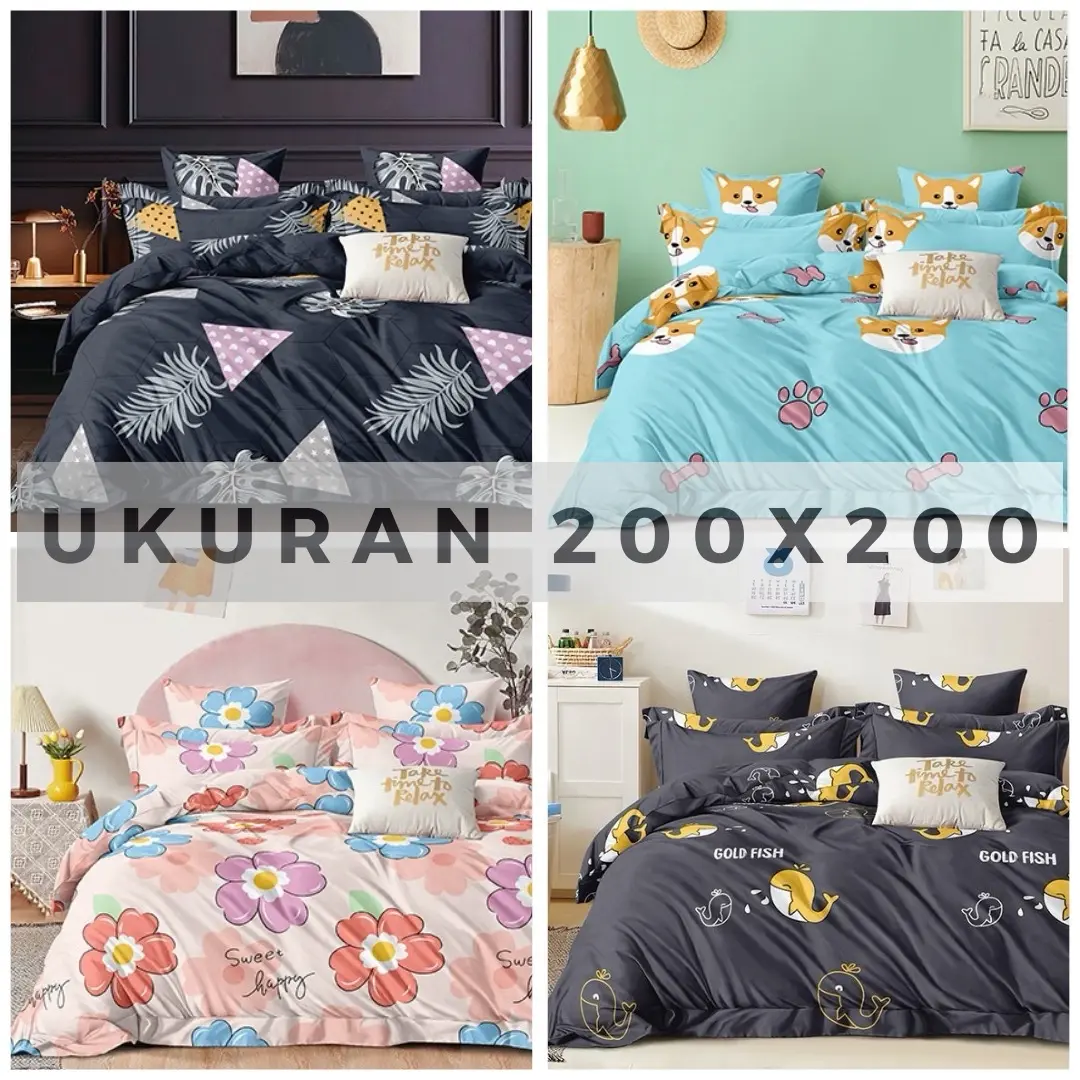Sprei UK 200x200 Anti Geser Double Karet Aesthetic