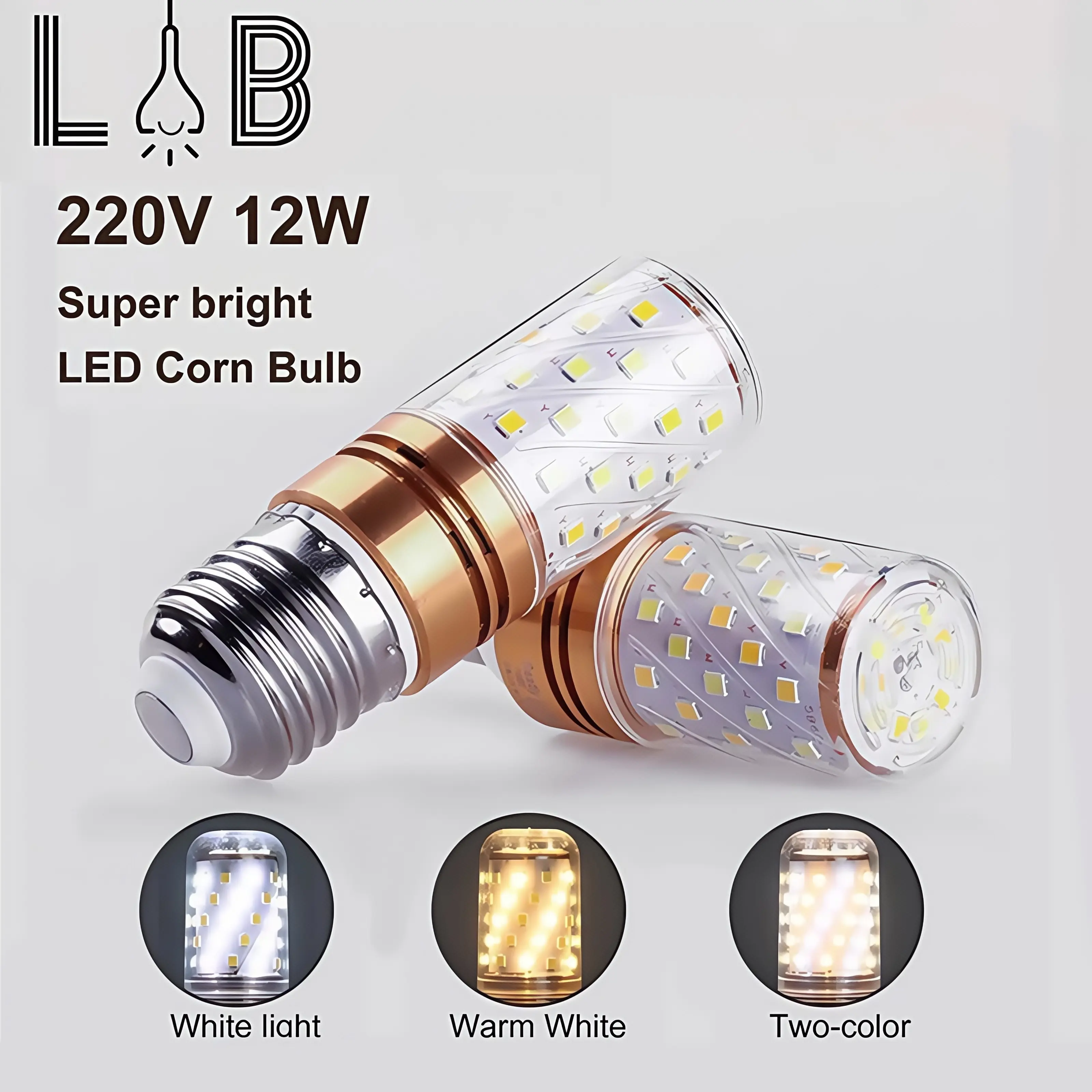 E27 Lampu LED Bohlam Jagung  Lampu TriColor Lampu Berubah Warna Kecerahan Tinggi Bohlam 12W untuk Penerangan Rumah