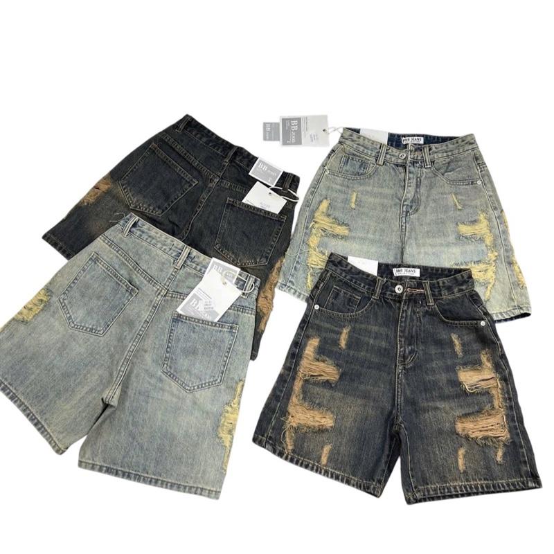 (43cm) N02 - Quần Sọt Jean Ngố Rách Bụi  QC . Jean ko giãn .Đủ Size S/M/L Shop Nhí