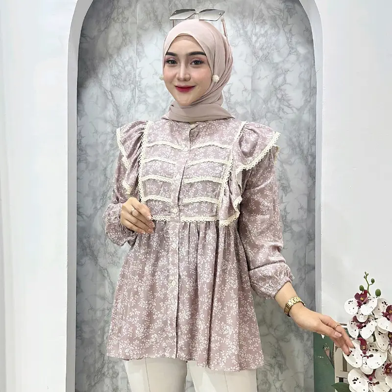 ROSELLA BLOUSE - ATASAN RAYON KOMBINASI RENDA MOTIF ADEM LEMBUT 1