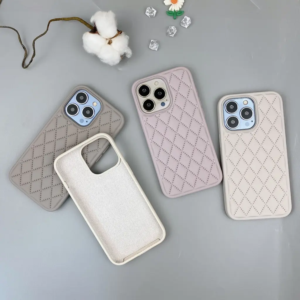 Case Complitable for Sam A25 A15 4G 5G Casing flocked silicone 3D Diamond Pattern Leather Tahan Guncangan Tahan Banting