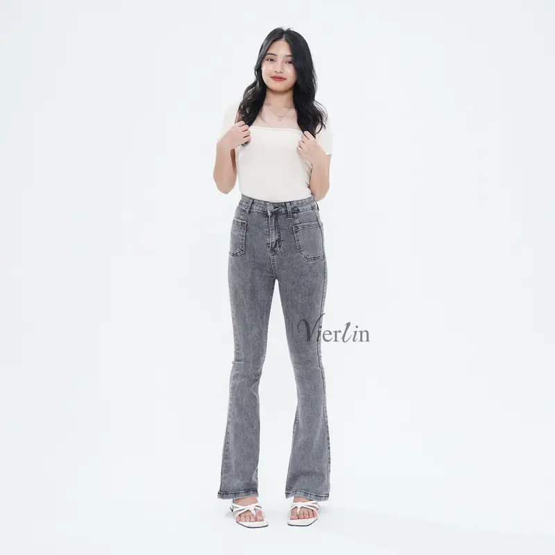 VIERLIN - Jeans 3318 3319 FLARE JEANS HW | JEANS HIGHWAIST JEANS BAGGY JEANS BOYFRIEND JEANS SKINNY JEANS CUTBRAY CELANA JEANS RIPPED JEANS KULOT JEANS WANITA FLARE JEANS LOOSE JEANS PANJANG JEANS HW 4