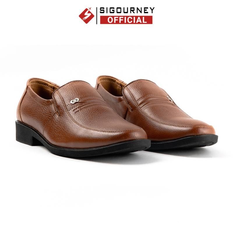  Giày Da Nam Trung Niên SIG-15 Màu Nâu Thiết Kế Lười Size 38-43 