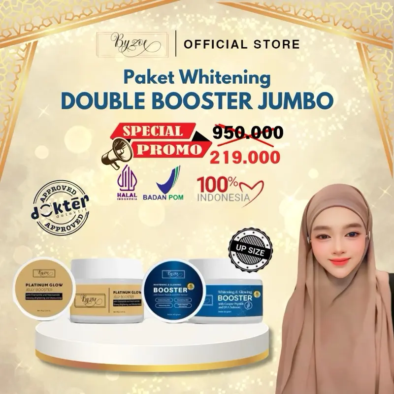 [DOKTIF APPROVED] Byzoe Paket Duo Booster Whitening Booster 40gram + Platinum Glow Jelly Booster 40gram Gold Jelly Booster.