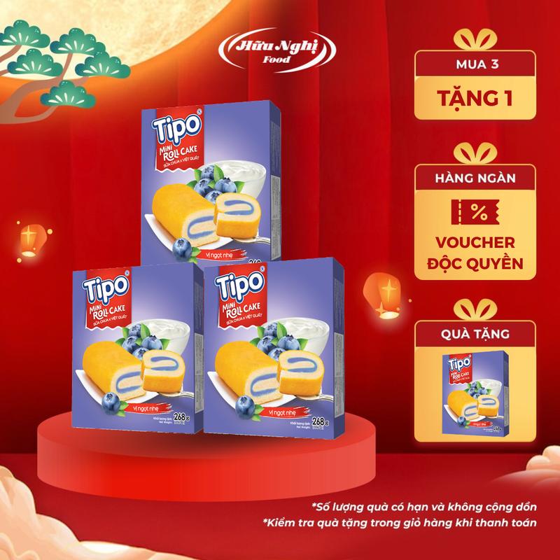 COMBO 3 hộp Bánh Tipo Bông Lan Sữa Chua Việt Quất 268g