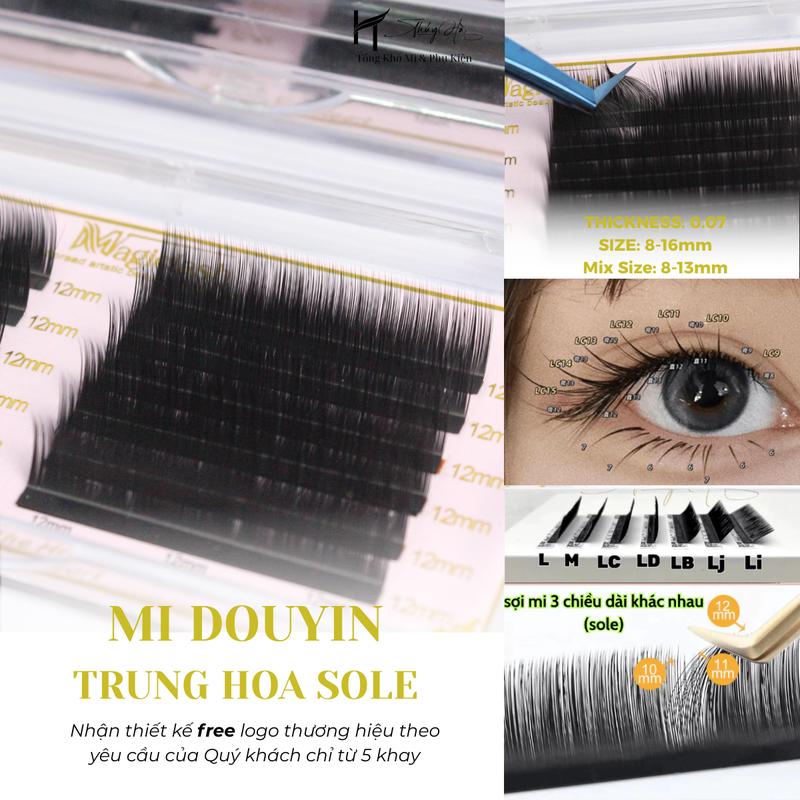Mi Douyin Trung Hoa Sole 3 Độ Dài Cong C–CC–D–B–J–L–LJ–LB–LC Dày 0.07 siêu đen mềm mi sole thái Lông Mi Nhân Tạo - Dụng Cụ Nối Mi - Thúy Hà