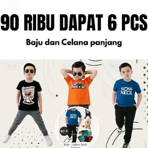 Paket Promo Setelan Anak Kaos + Celana Panjang Chinos Fashion Anak 100 ribu Dapat 6 Pcs Terlaris Murah Keren Baju