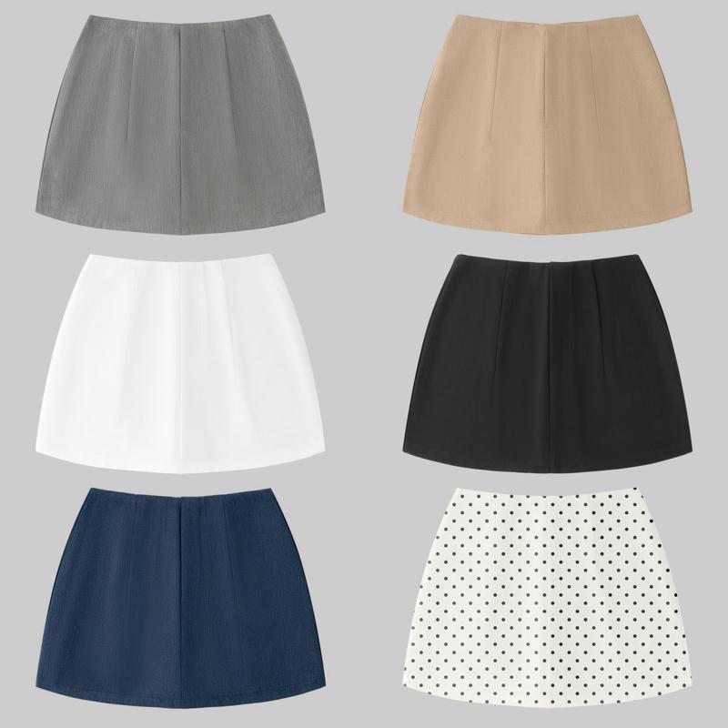 Chân váy A lưng cao có lót quần chất kaki mỏng mềm chống nhăn form che bụng top nữ